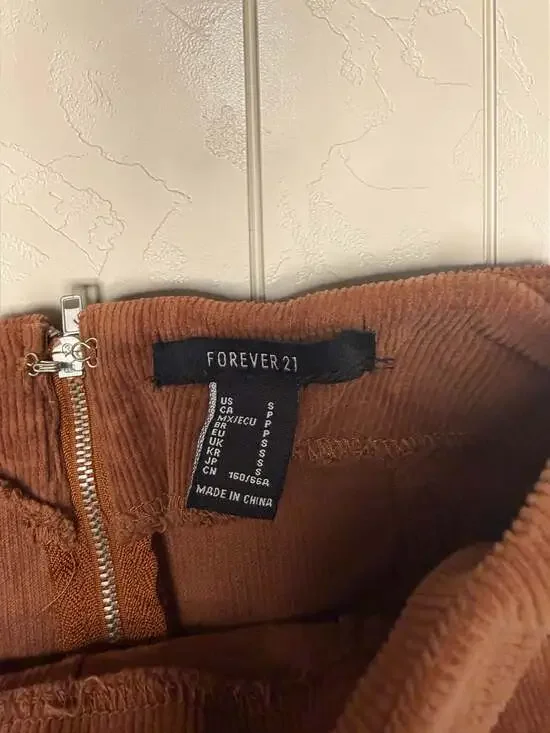 Forever 21 Brown Corduroy Back-Zip Mini Skirt Small - Picture 3 of 3